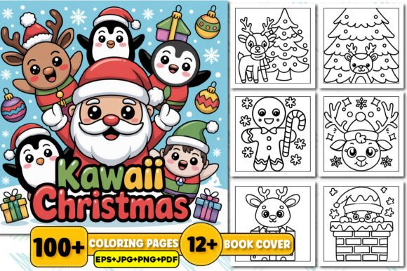 Download Bold Easy Kawaii Christmas Coloring Book - Kawaii Collection