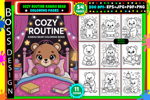 Download Cozy Routine Kawaii Bear Coloring Pages - Kawaii Collection