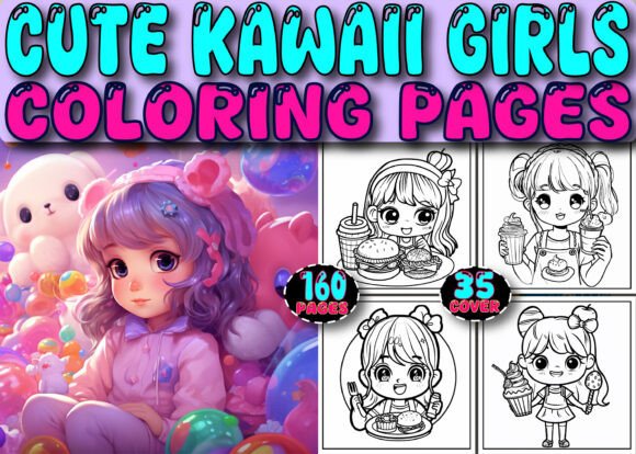 Download Cute Kawaii Girls Coloring Page for Kids - Kawaii Collection
