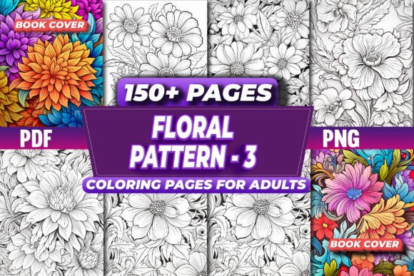 Download Flowers Pattern Coloring Pages 3 - Premium Bundle