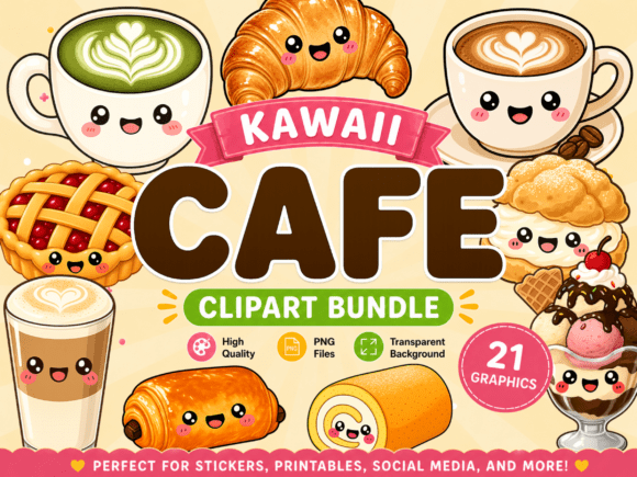 Download Cafe Kawaii Clipart PNG Coffee Bundle - Premium Resources
