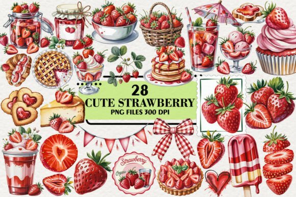 Download Kawaii Strawberry Clipart Bundle - Kawaii Collection