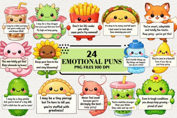 Download Kawaii Emotional Support Puns Clipart - Kawaii Collection