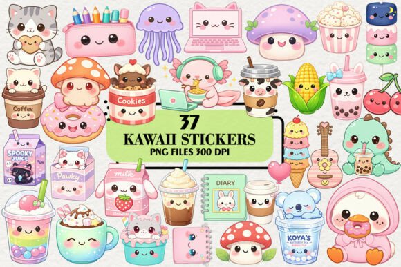 Download Kawaii Cute Stickers Clipart Bundle - Kawaii Collection
