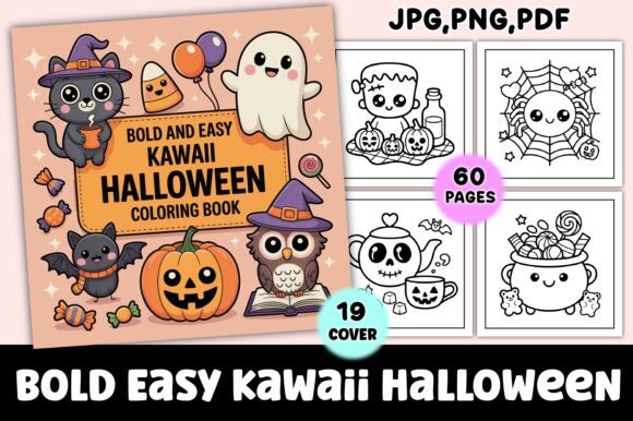 Download Bold Easy Kawaii Halloween Coloring Page - Kawaii Collection