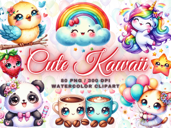 Download Watercolor Kawaii Clipart - Kawaii Png - Kawaii Collection