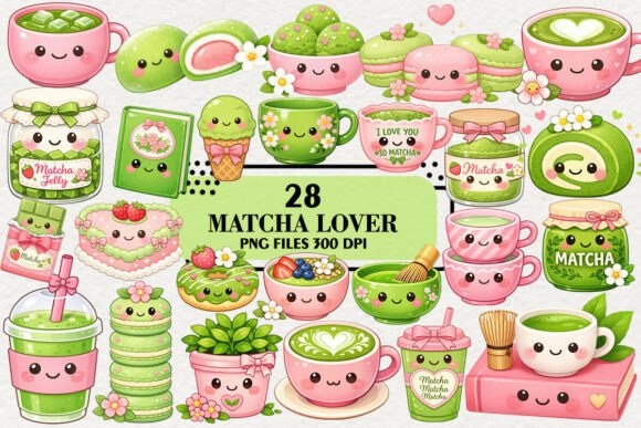 Download Kawaii Matcha Lover Clipart Bundle - Kawaii Collection