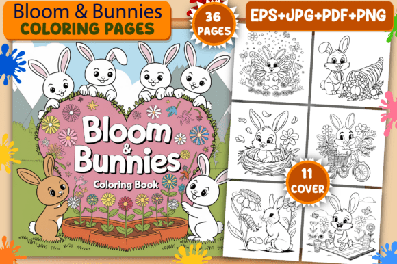 Download Bloom &amp; Bunnies Coloring Pages for Adult - Premium Resources