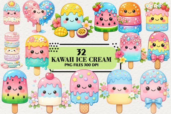 Download Kawaii Pastel Ice Cream Clipart Bundle - Kawaii Collection